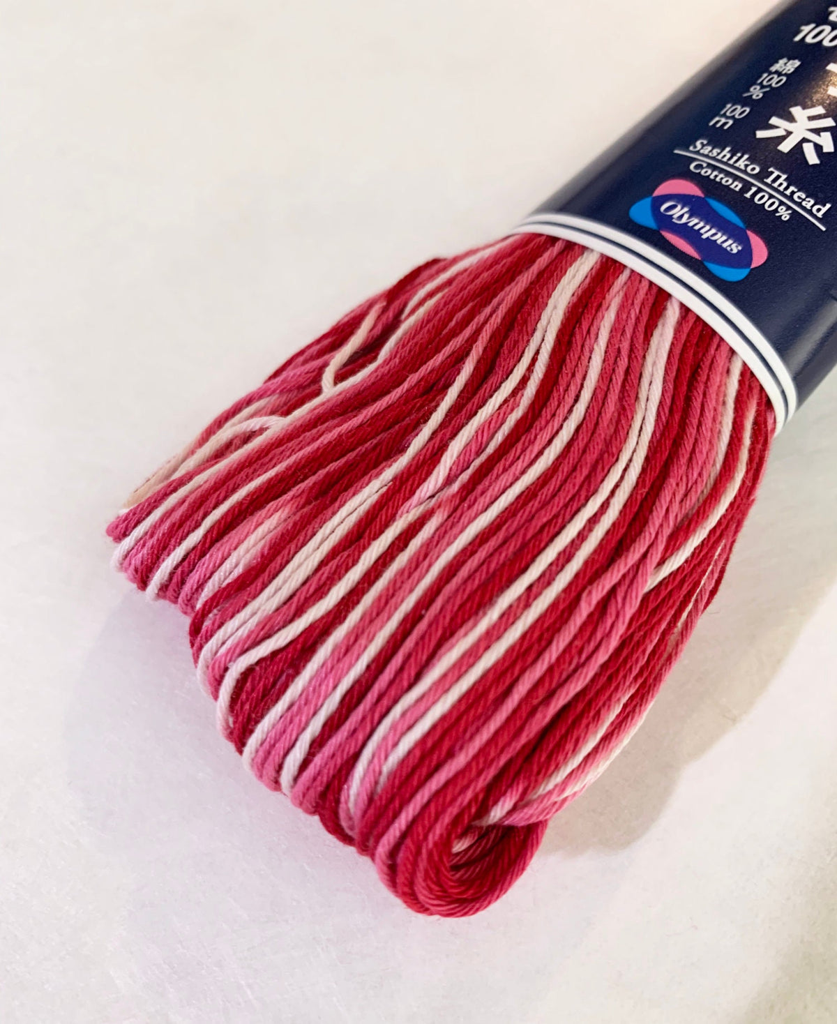 Olympus - Cotton Sashiko Thread 100m Skein - Color #152 Variegated White Pink Red