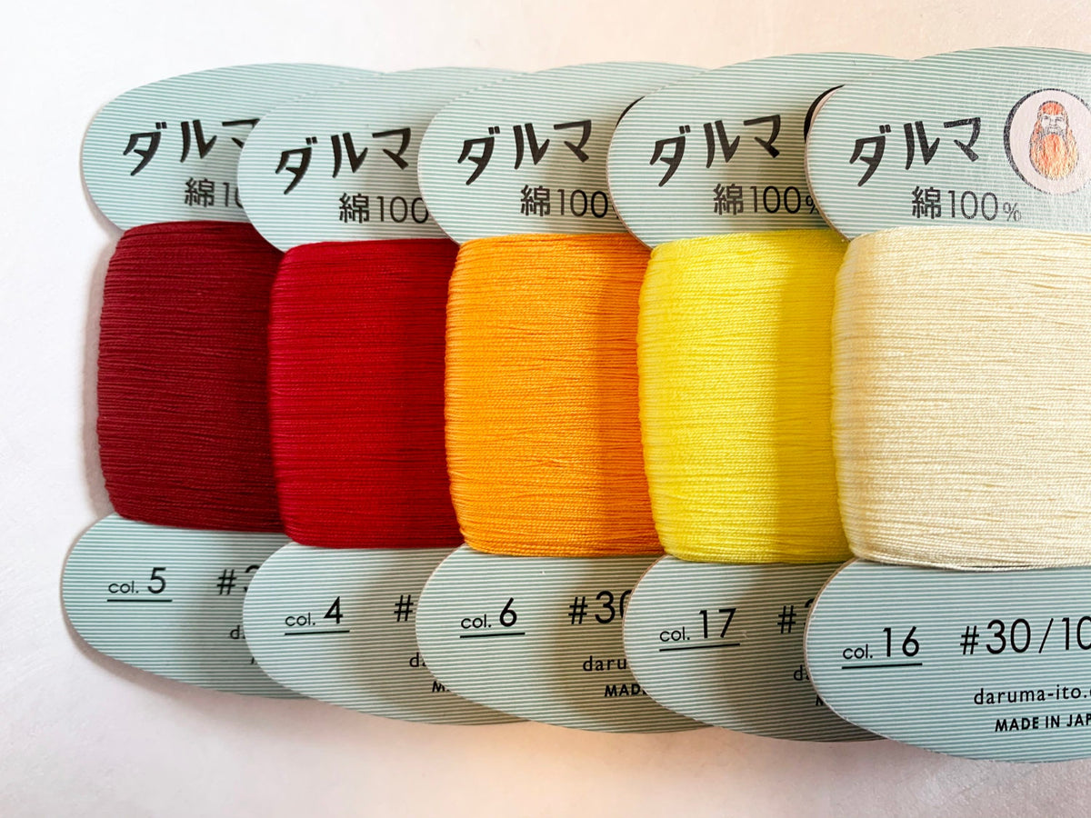 Daruma - Cotton Hand Sewing Thread Size #30 100m Card - Color #16 Cream Yellow