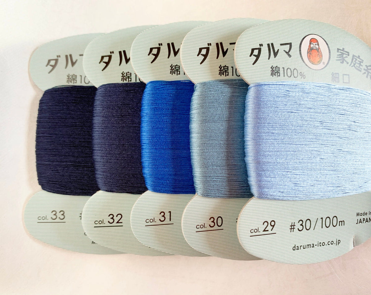 Daruma - Cotton Hand Sewing Thread Size #30 100m Card - Color #30 Slate Blue