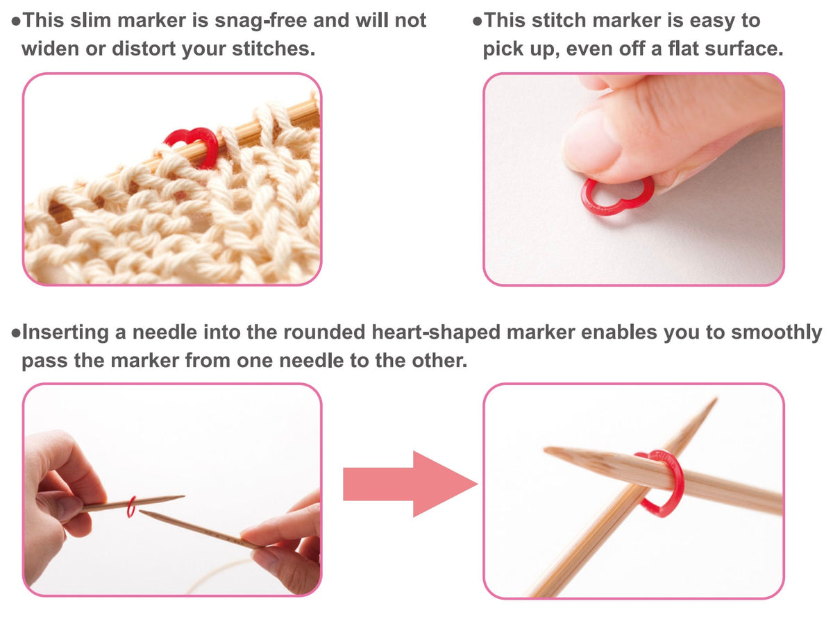 Tulip - Medium "Heart" Stitch Markers Amicolle Knitting Accessories