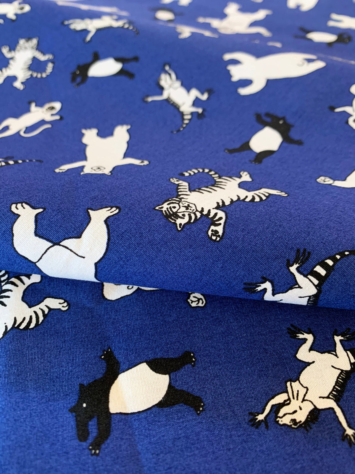 Sevenberry - SALE Dancing Animals Cotton Fabric - Blue