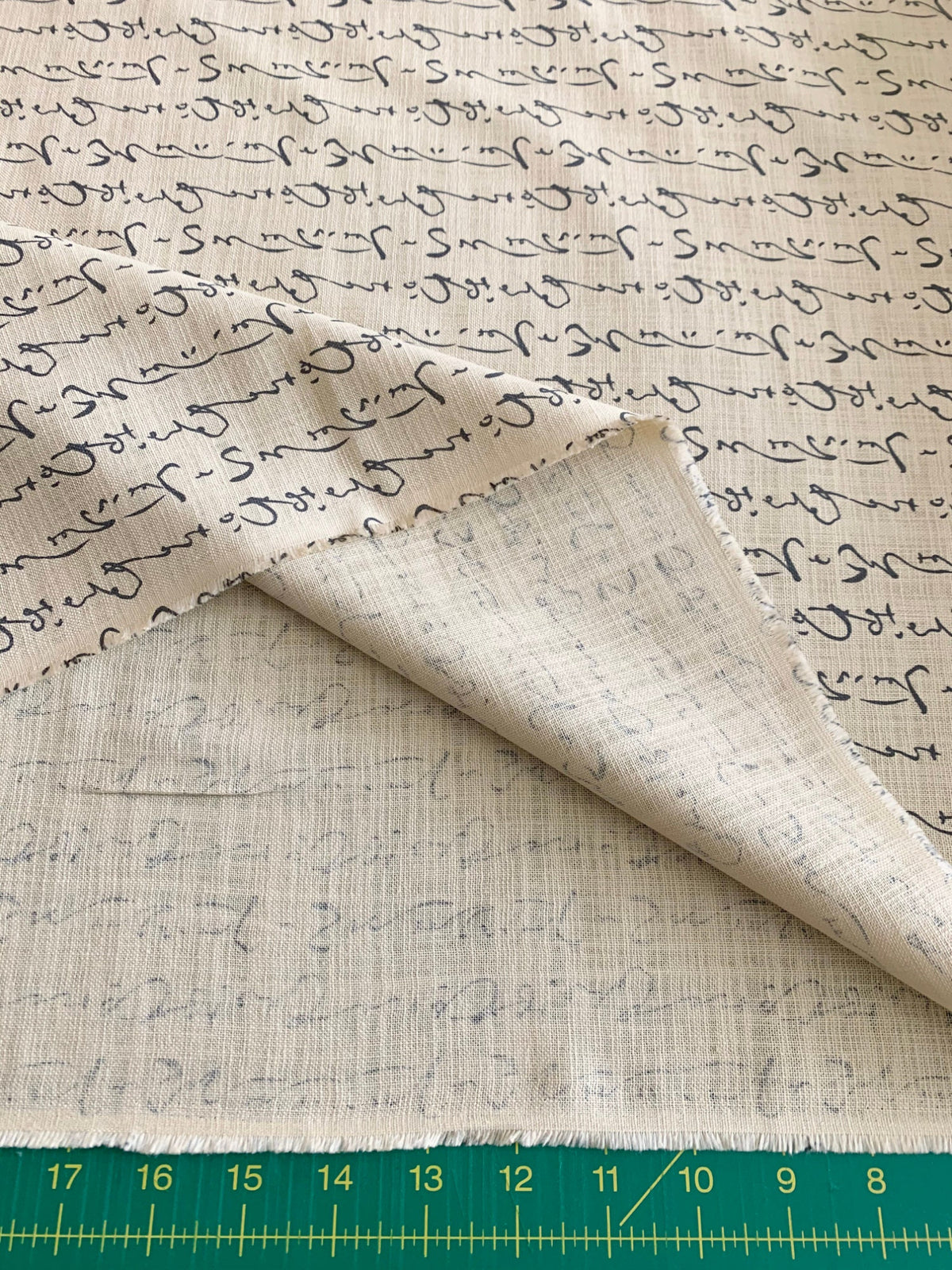 Calligraphy Sevenberry Japanese homespun cotton fabric 88225-5-1 beige gray