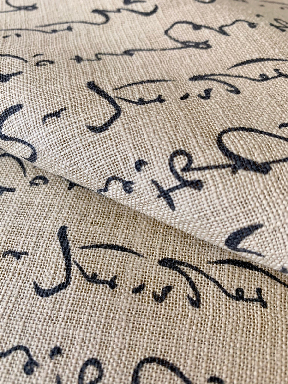 Calligraphy Sevenberry Japanese homespun cotton fabric 88225-5-1 beige gray