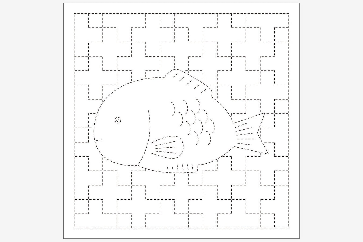 Daruma - Tai and Juji-Tsunagi Cotton Sashiko Fukin Sampler Cloth - Blue or White