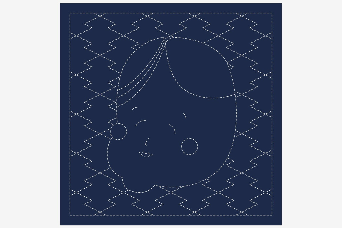 Daruma - Okame Cotton Sashiko Fukin Sampler Cloth - Blue or White