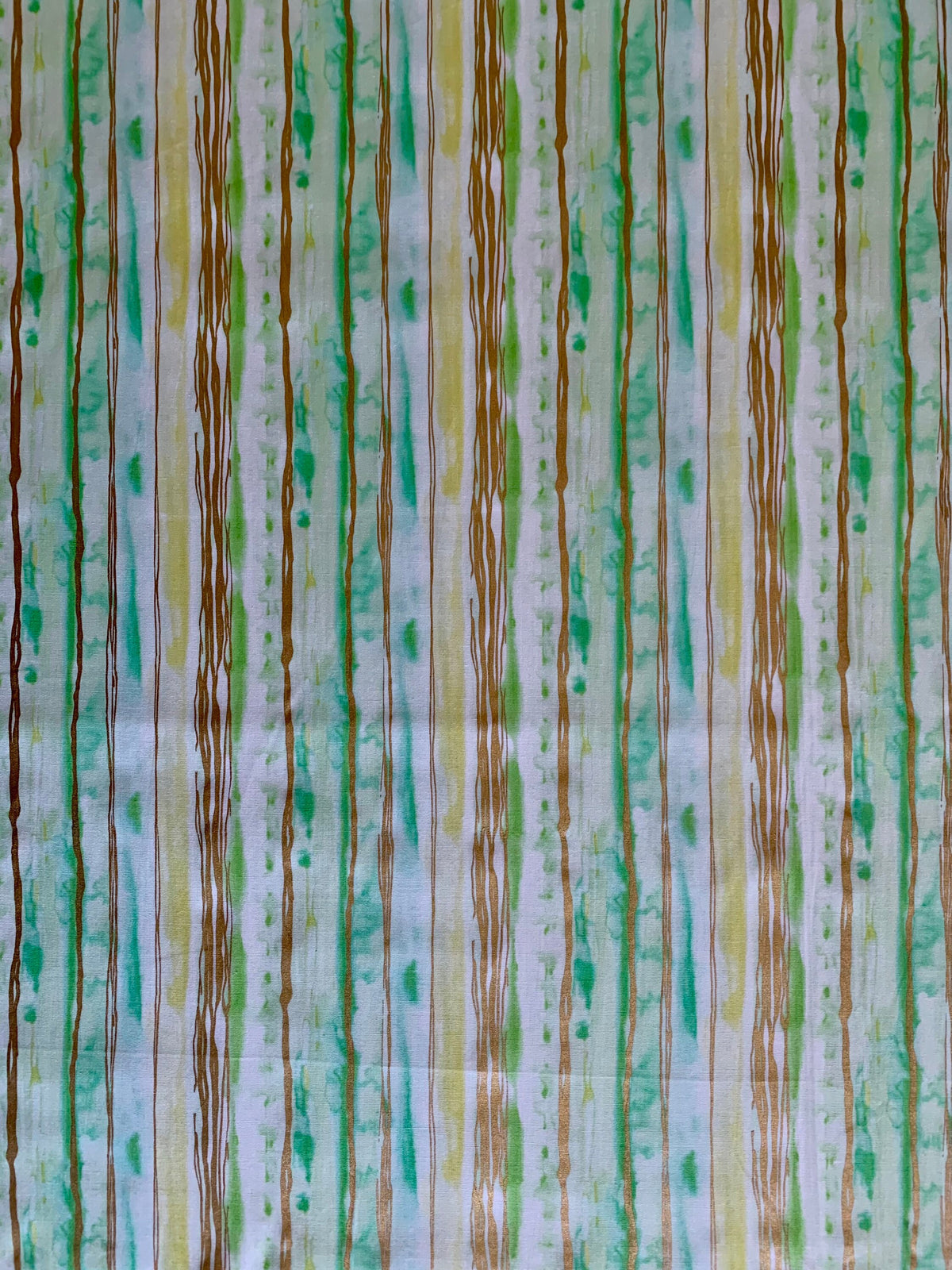 Sevenberry - SALE WaterColor Stripes Cotton Fabric - Green Gold