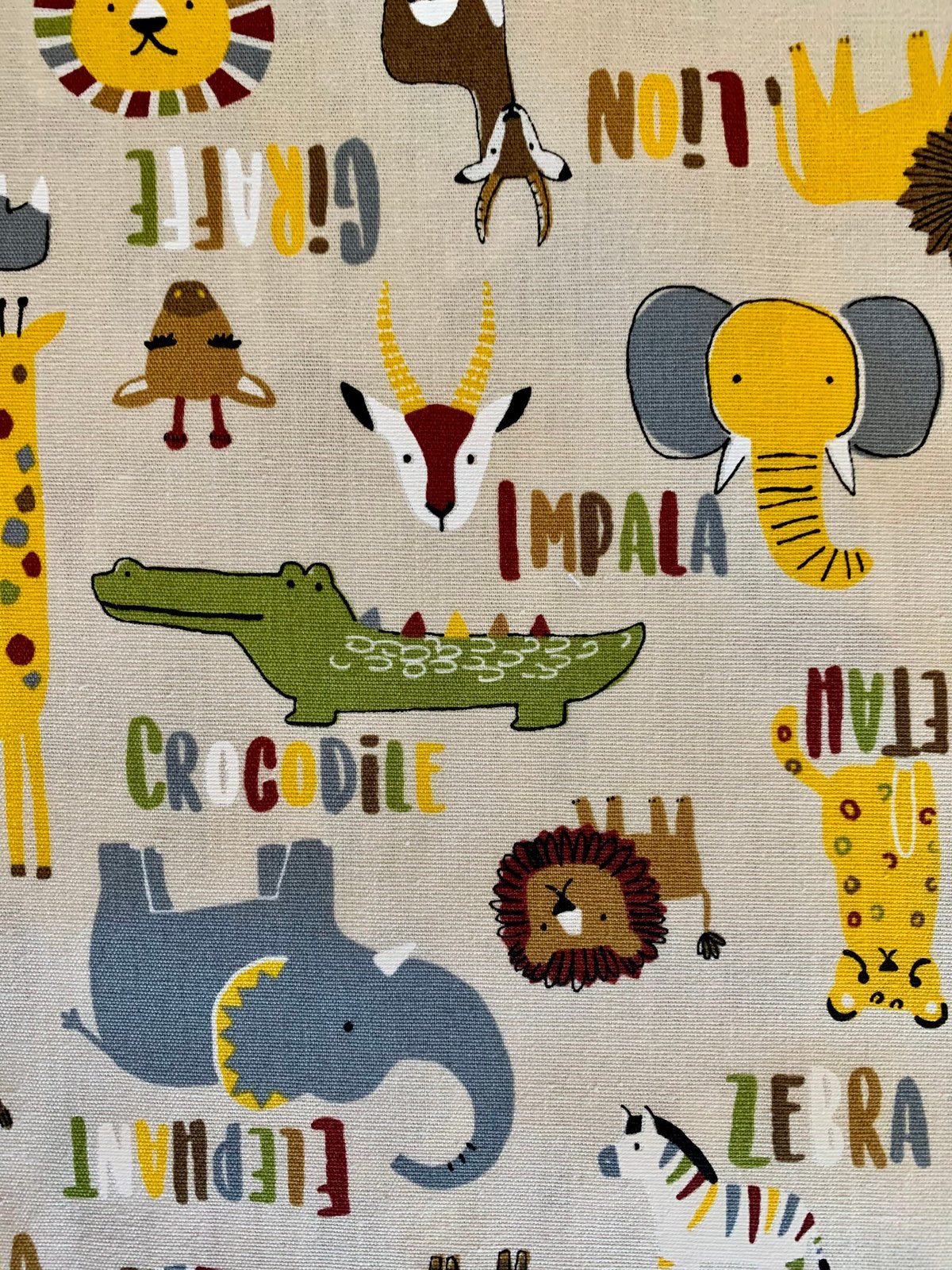 Hishiei - SALE Wild Savanah Animals Cotton Fabric - Beige