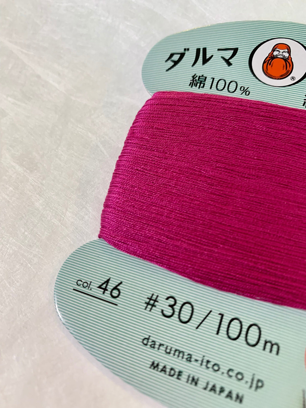 Daruma - Cotton Hand Sewing Thread Size #30 100m Card - Color #46 Rose