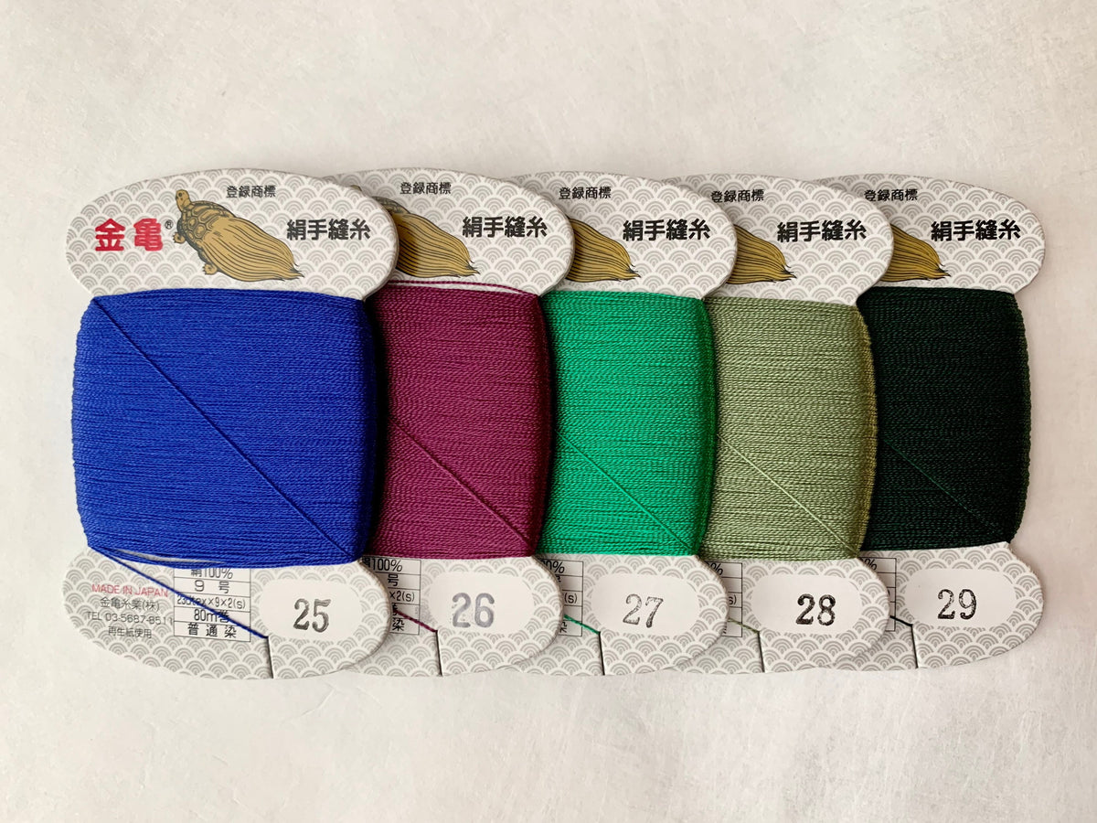 Kinkame - Silk Hand Sewing Thread 80m Card - Color #28 Sage Green