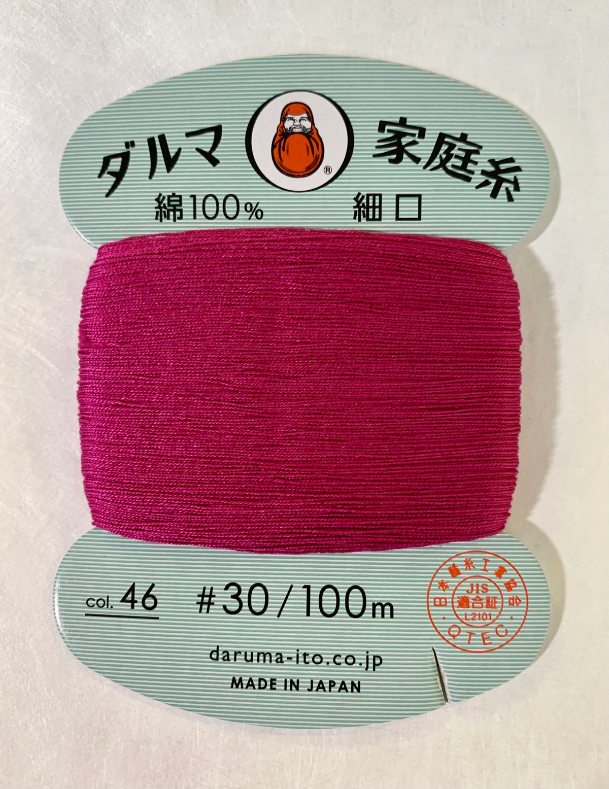 Daruma - Cotton Hand Sewing Thread Size #30 100m Card - Color #46 Rose