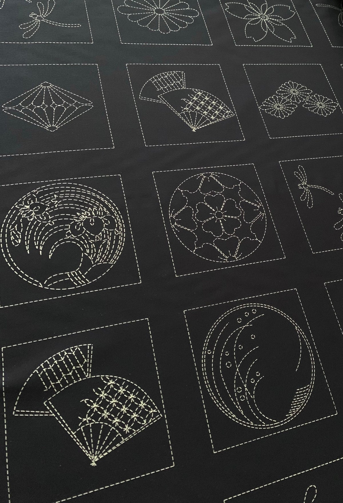 Orimono Imports - Crest Blocks Sashiko Washout Fabric Panel