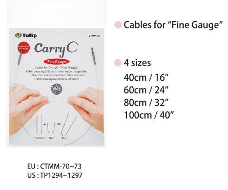 Tulip - Cables for CarryC Fine Gauge Knitting Needles - Various Sizes