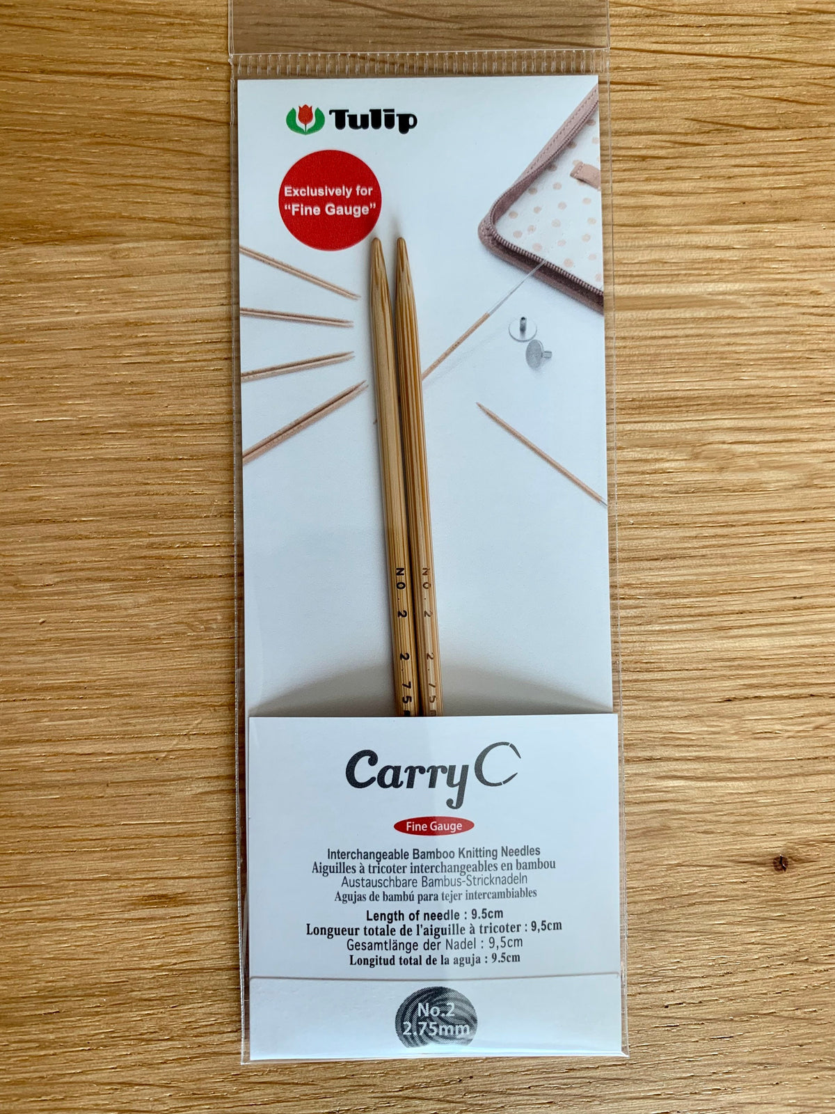 Tulip - CarryC Fine Gauge Interchangeable Bamboo Knitting Needles - Various Sizes