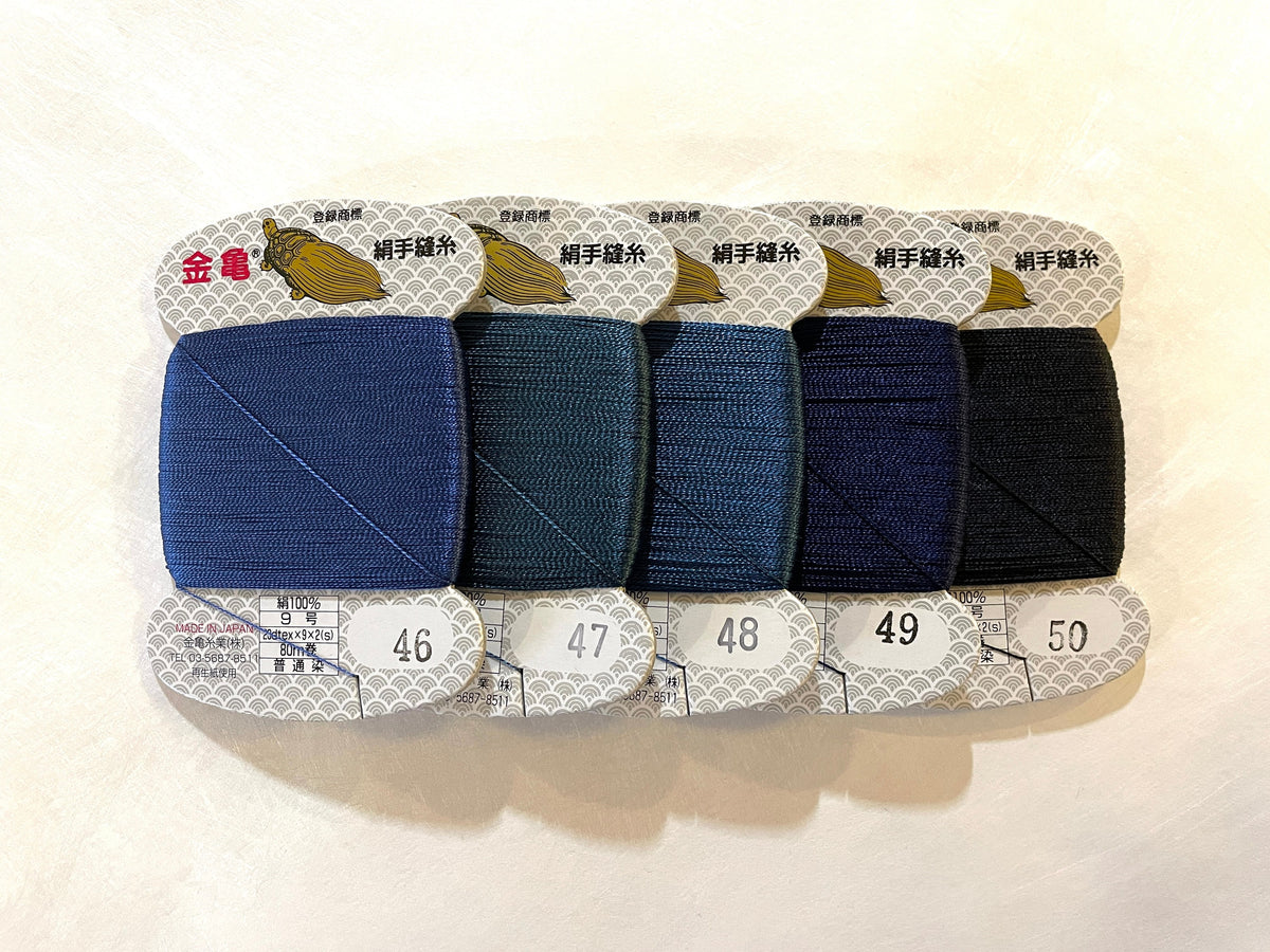 Kinkame - Silk Hand Sewing Thread 80m Card - Color #56 Graphite