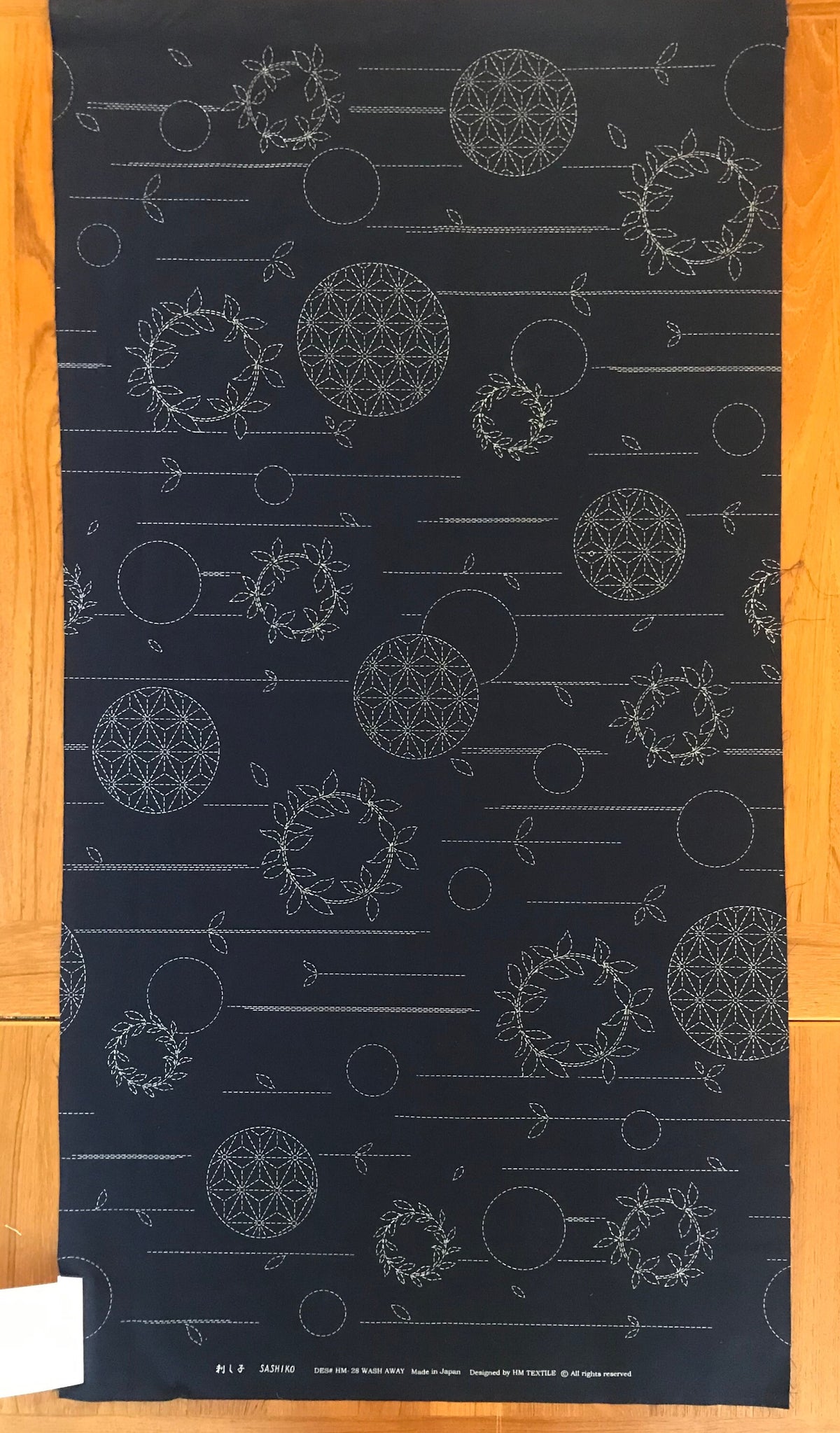 Orimono Imports - Circles and Wreaths Sashiko Washout Fabric Panel - Navy