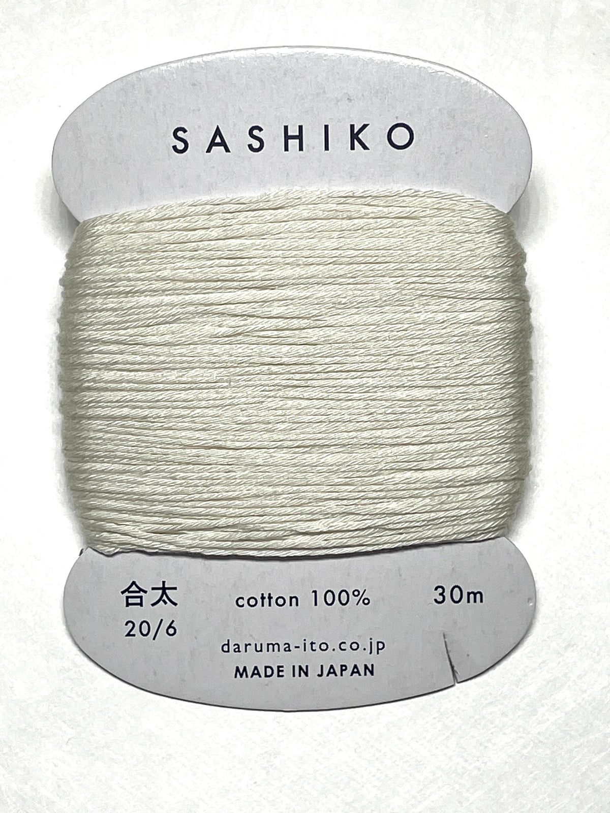 Daruma - Cotton Sashiko Thread 30m Card 20/6 - #202 Off-White