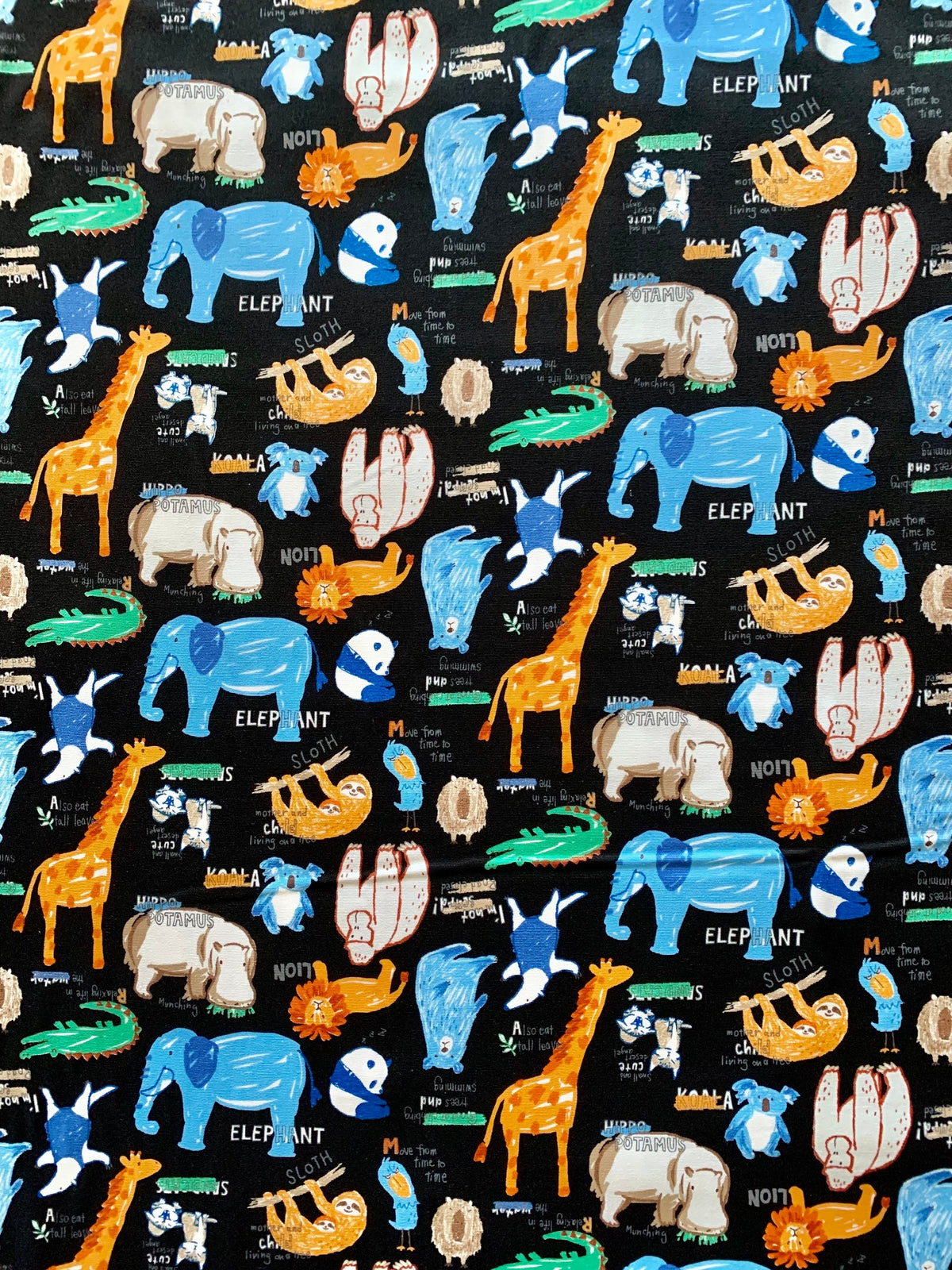 Senyo - SALE Happy Cloth Zoo Animals Cotton Oxford - Black - Half Yard