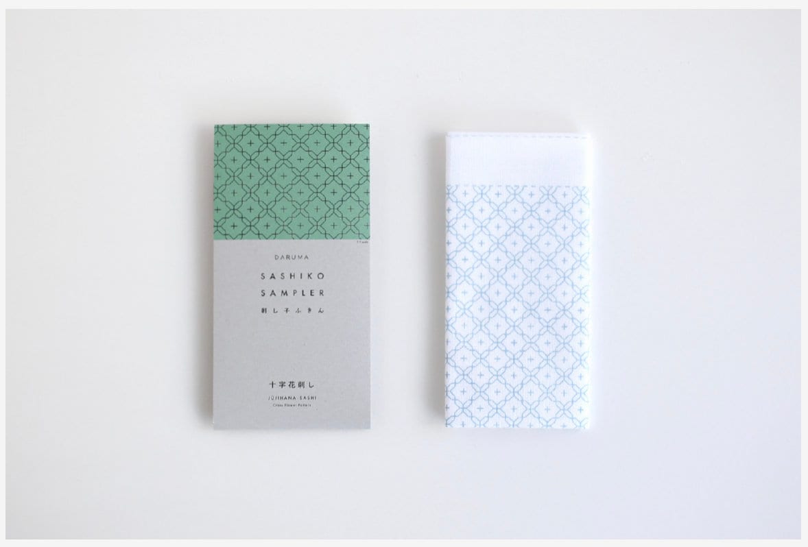 Daruma - Hanataba Bouquet Cotton Sashiko Fukin Sampler Cloth - White