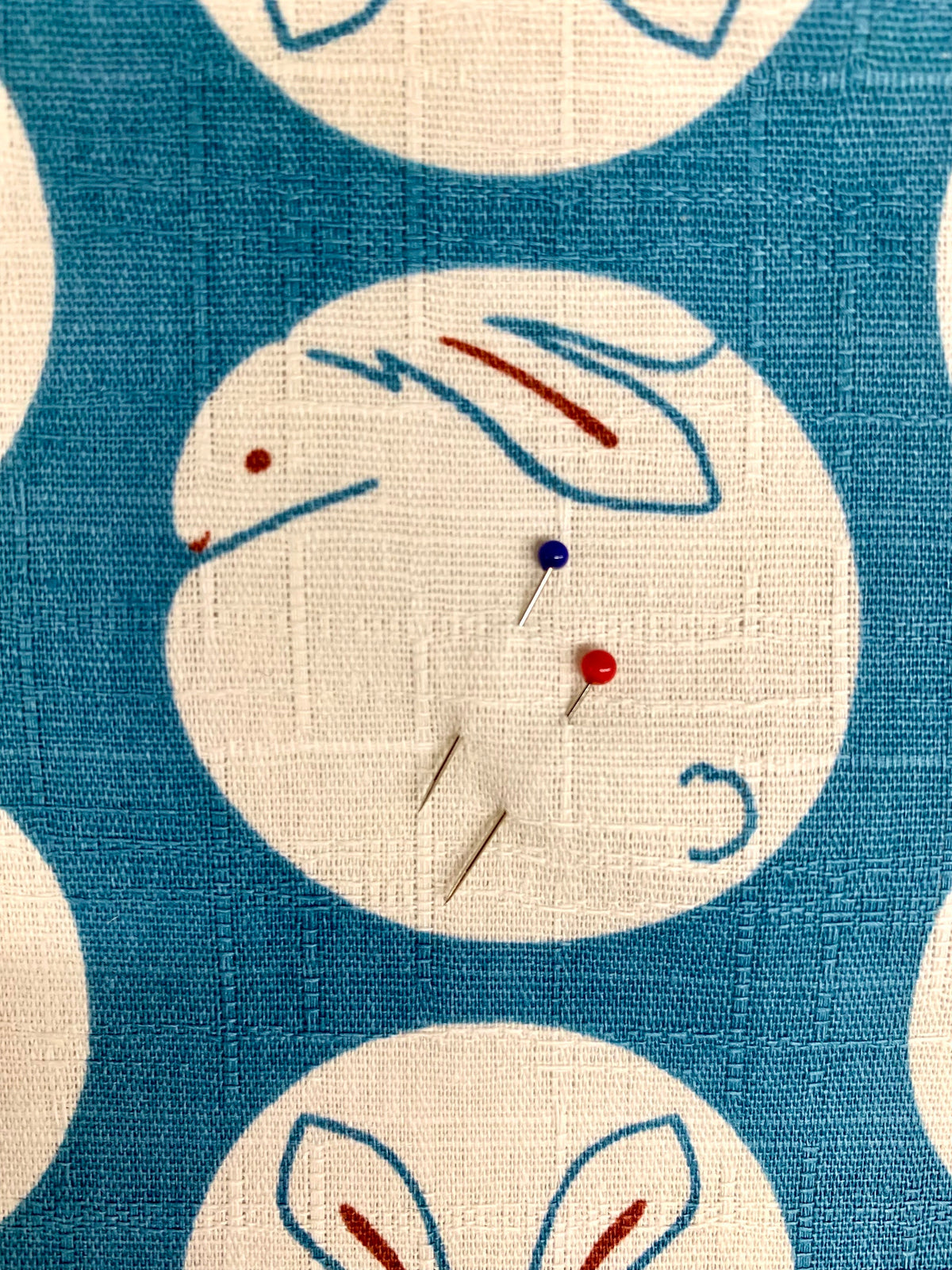 Little House - Appliqué Glass Head Pins - Red Blue