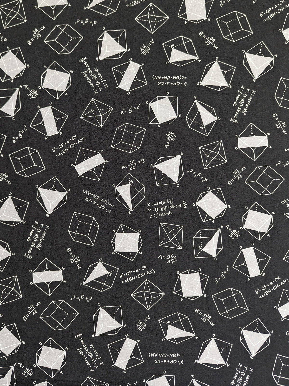 Sevenberry - SALE Geometry Cotton Fabric - Black Gray