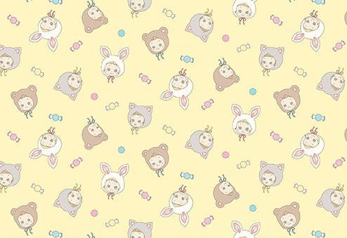 QuiltGate - PRE-CUT Animal Hats Puni Puni Candy Cotton Fabric Fat Quarter