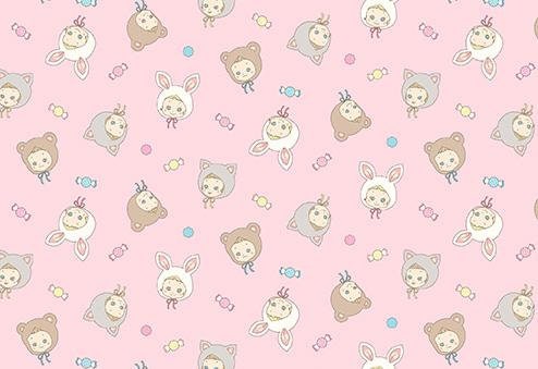 QuiltGate - PRE-CUT Animal Hats Puni Puni Candy Cotton Fabric Fat Quarter
