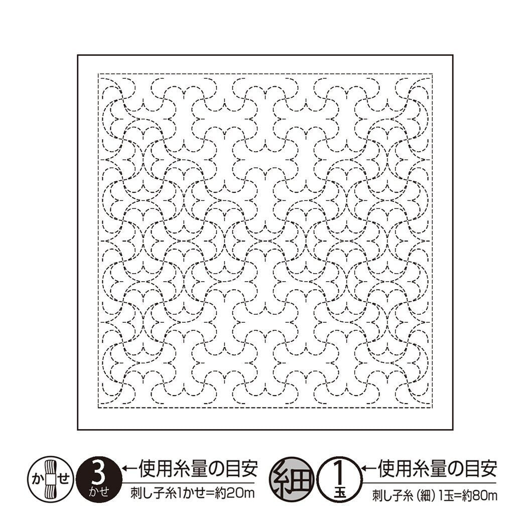 Olympus - Nagomi Collection "Hanmarutsunagi" Cotton Sashiko Sampler Cloth - White