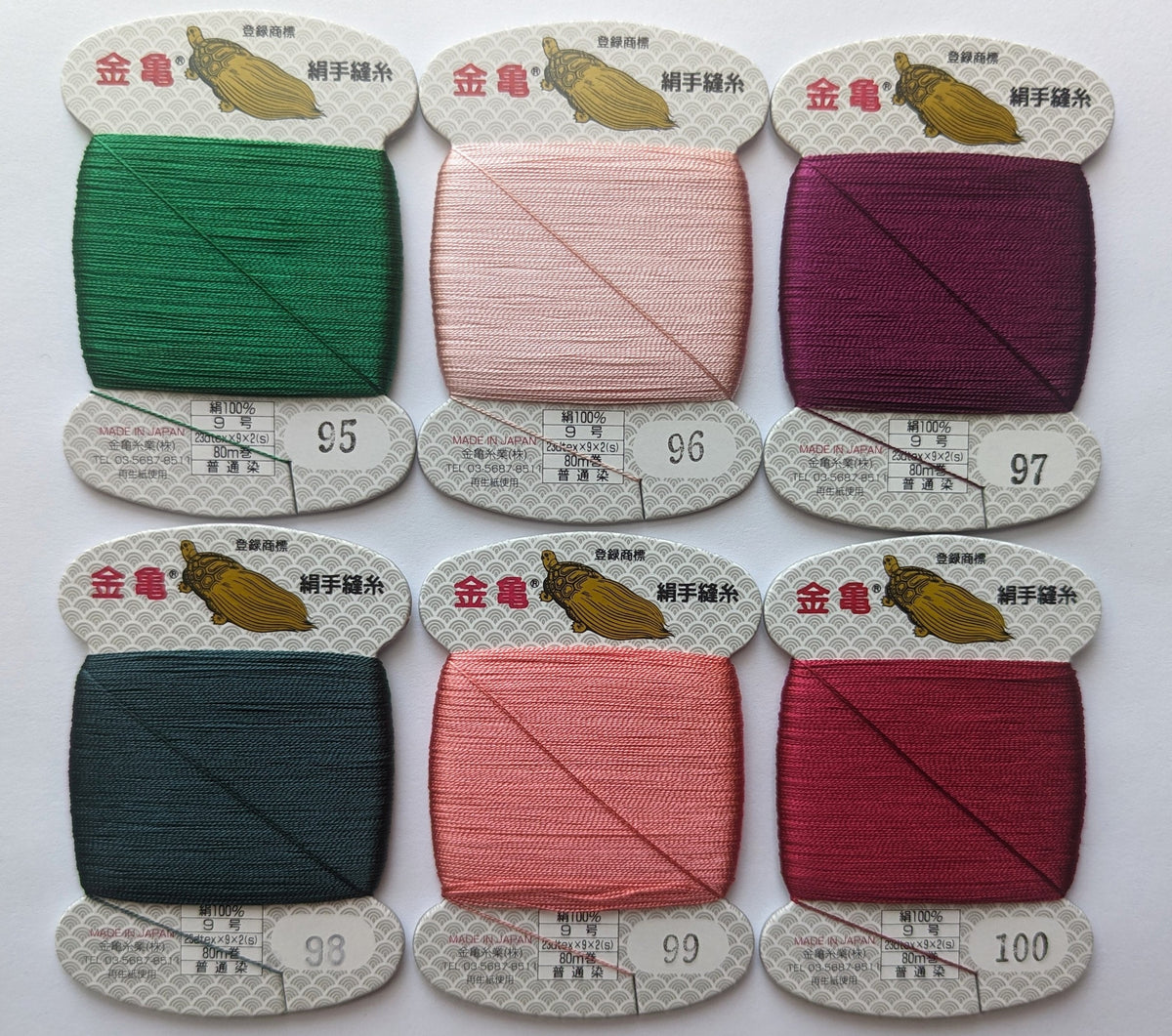 Kinkame - Silk Hand Sewing Thread 80m Card - Color #98 Dark Slate Gray