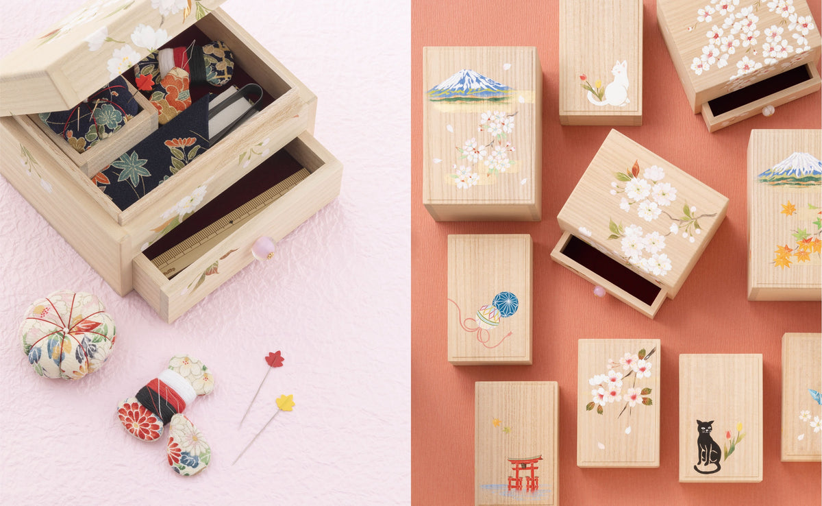 Tulip - Oharibako Sewing Box in Paulownia Wood - Large Set