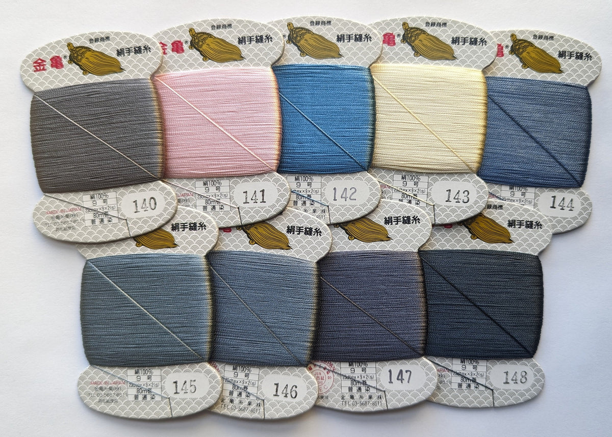 Kinkame - Silk Hand Sewing Thread 80m Card - Color #146 Mountain Slate Blue