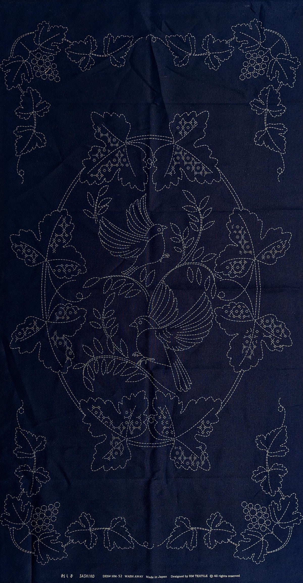 Orimono Imports - Vineyard Sashiko Washout Fabric Panel - Navy