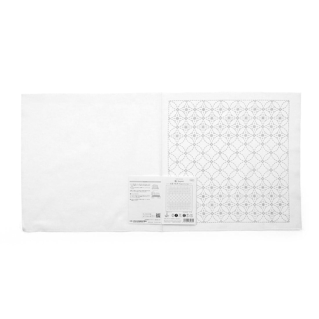 Olympus - Nagomi Collection "Shippou Tsunagi" Cotton Sashiko Sampler Cloth - White