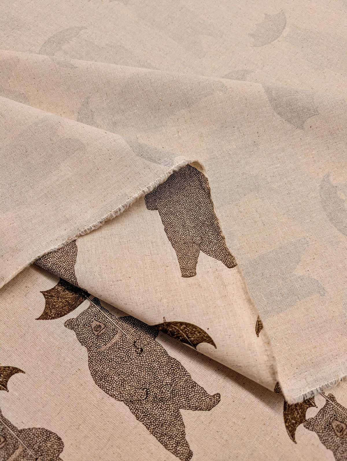 Koizumi - SWATCHES Bear-able Weather Bears with Umbreallas Cotton/Linen Canvas