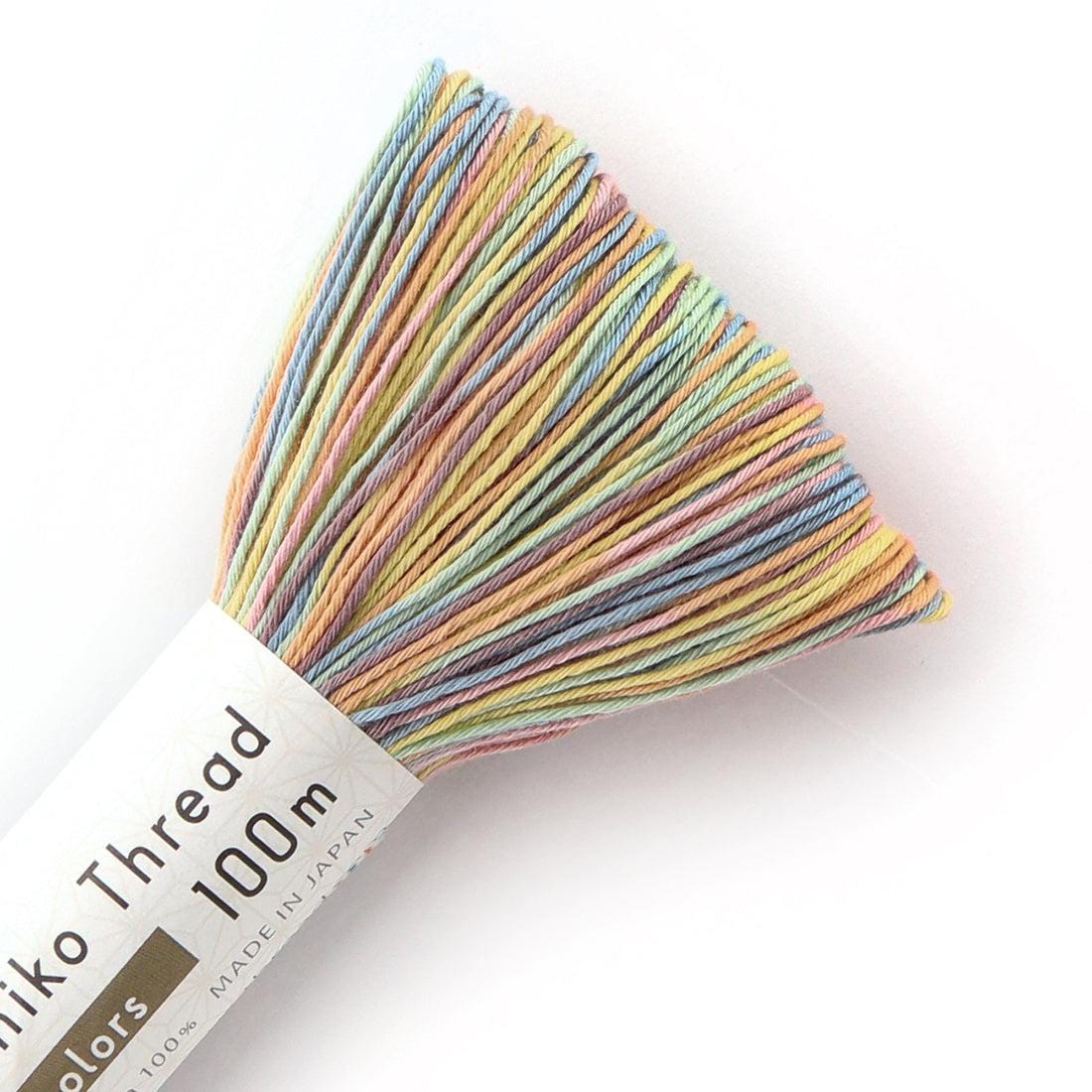 Olympus - Cotton Sashiko Thread 100m Skein - Color #303 Variegated Grunge Rainbow