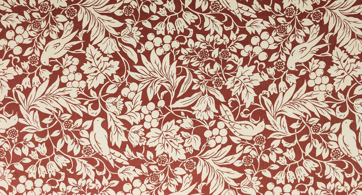 Kobayashi - NEW Botanical Doves Pin Wale Cotton Corduroy - Red & Ivory