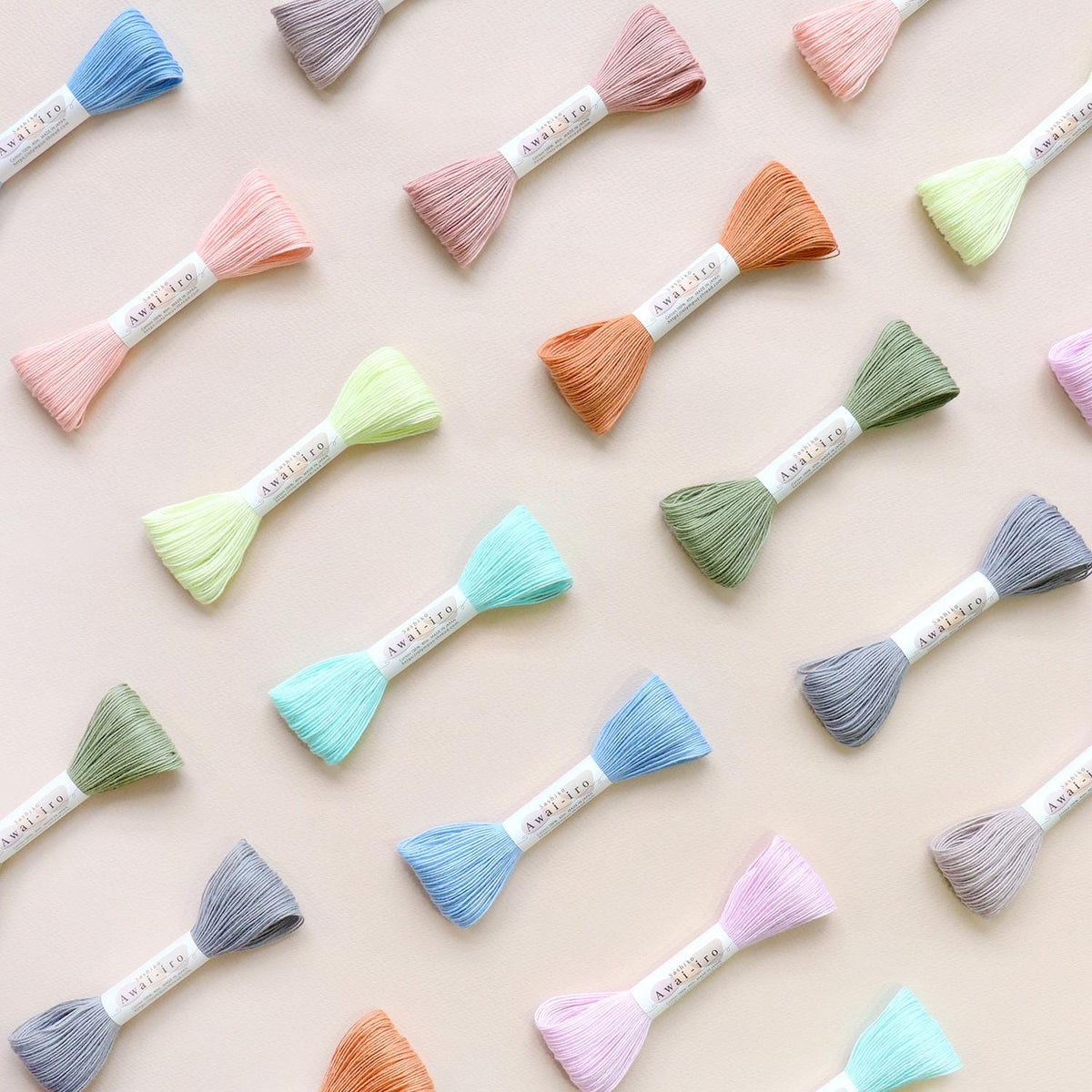Olympus - Cotton Sashiko Thread 40m Skeins Set of 20 Colors - "Awai-Iro" Pastel