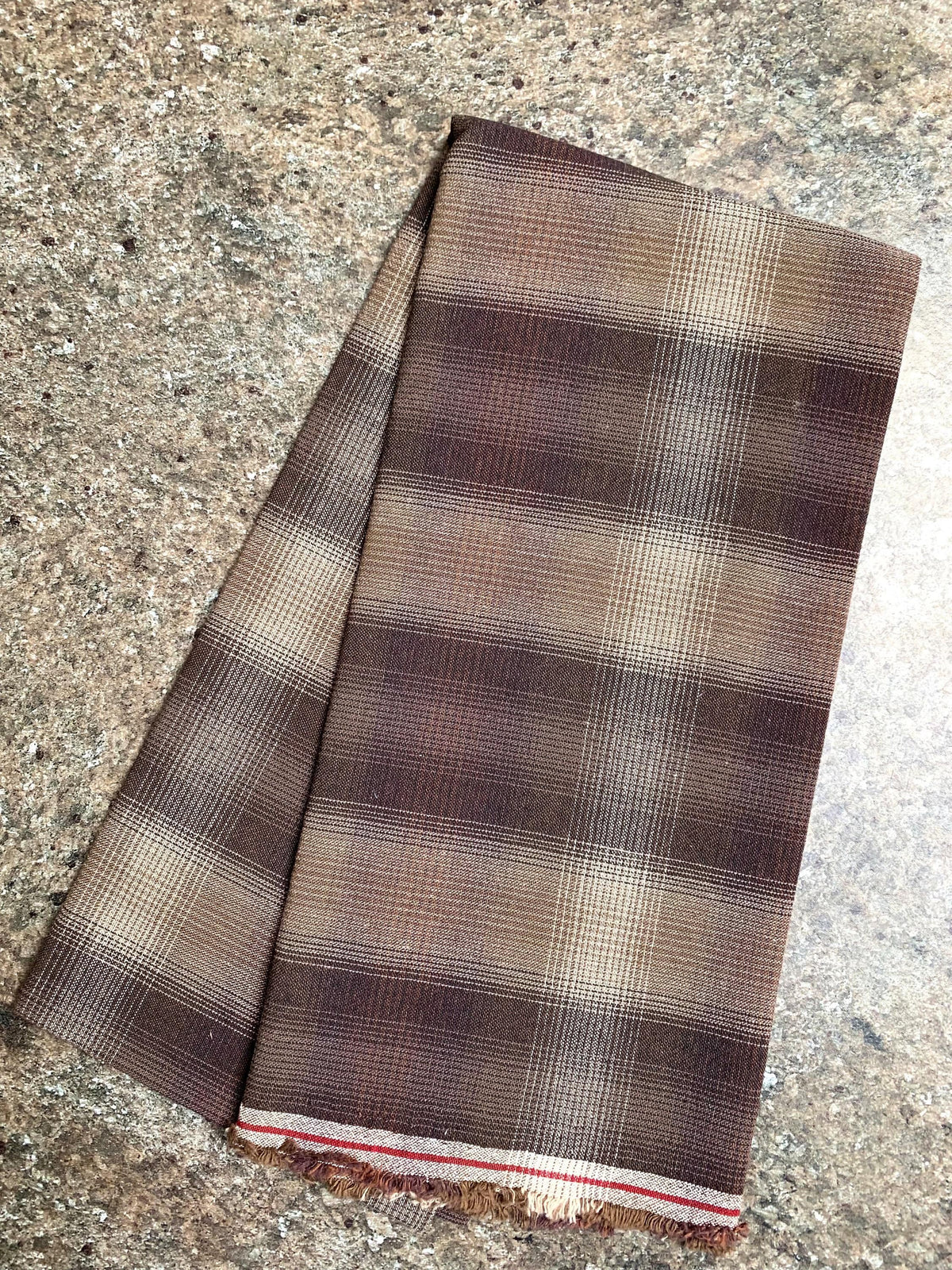 PRE-CUT Cosmo Japanese yarn dyed cotton taupe fabric half meter large plaid