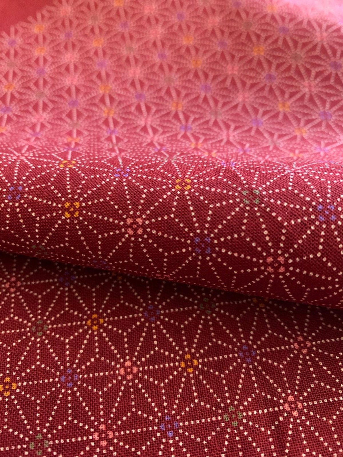 Sevenberry - Dotted Asanoha Stars Cotton Fabric - Red