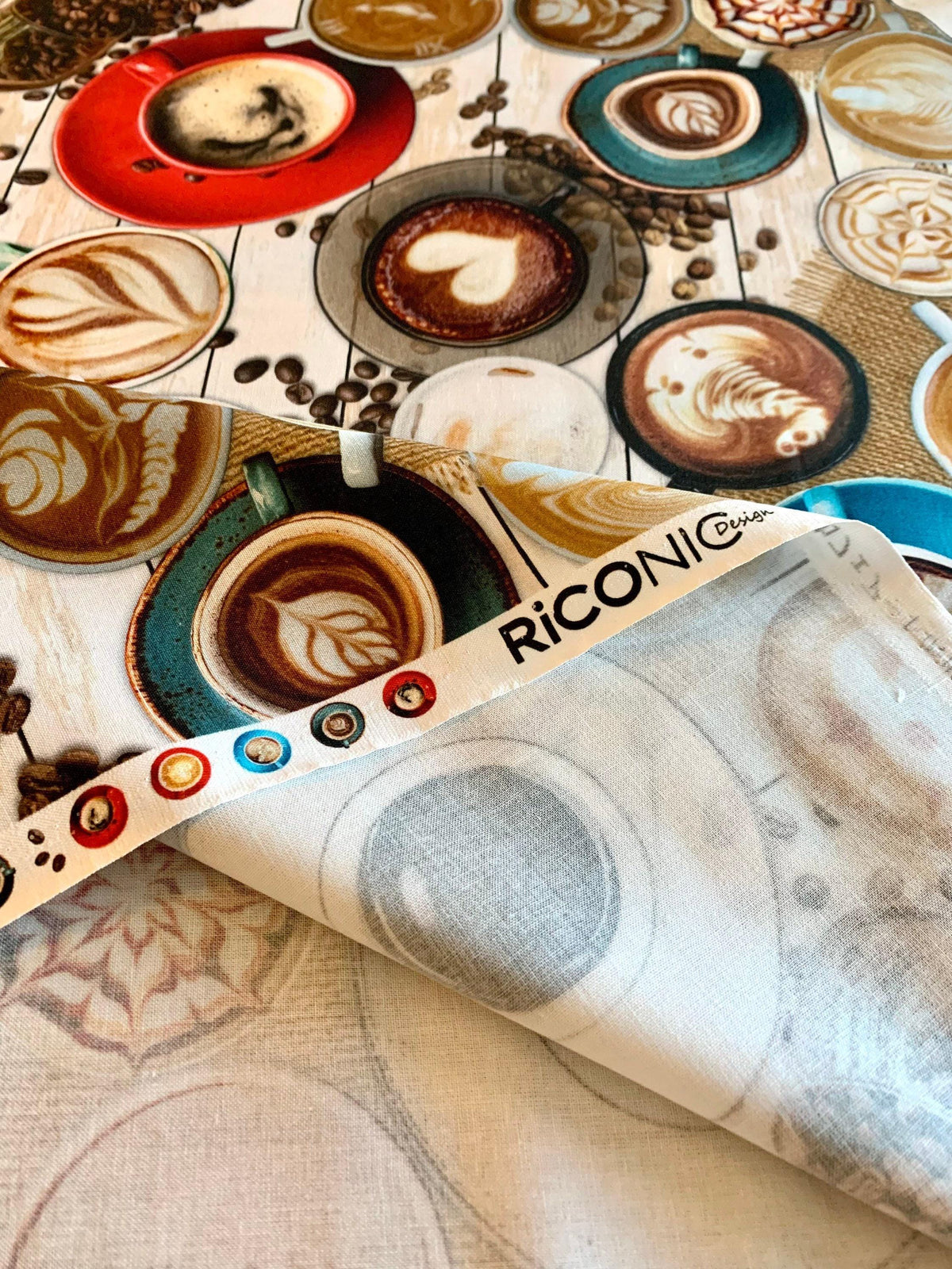 Orimono Imports - Coffee Cafe Digital Print Cotton Fabric - Coffee Tones