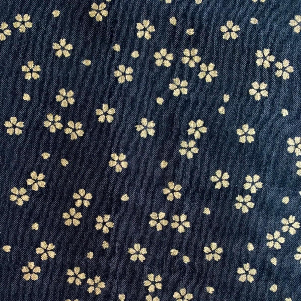 Sevenberry - Golden Cherry Blossoms Cotton Fabric - Black