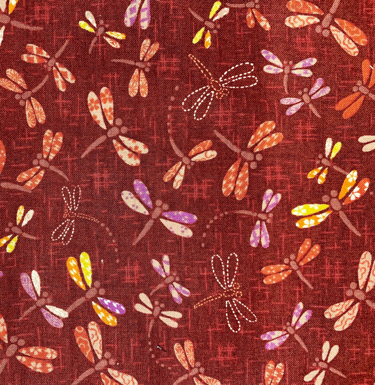 Sevenberry - Patchwork Dragonflies Cotton Fabric - Red