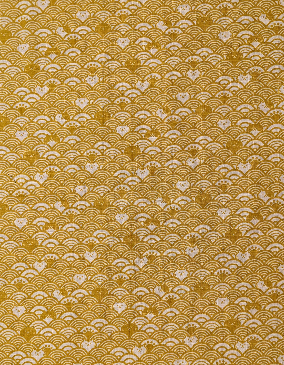 Cosmo - Waves with Cats Cotton Dobby - Yellow
