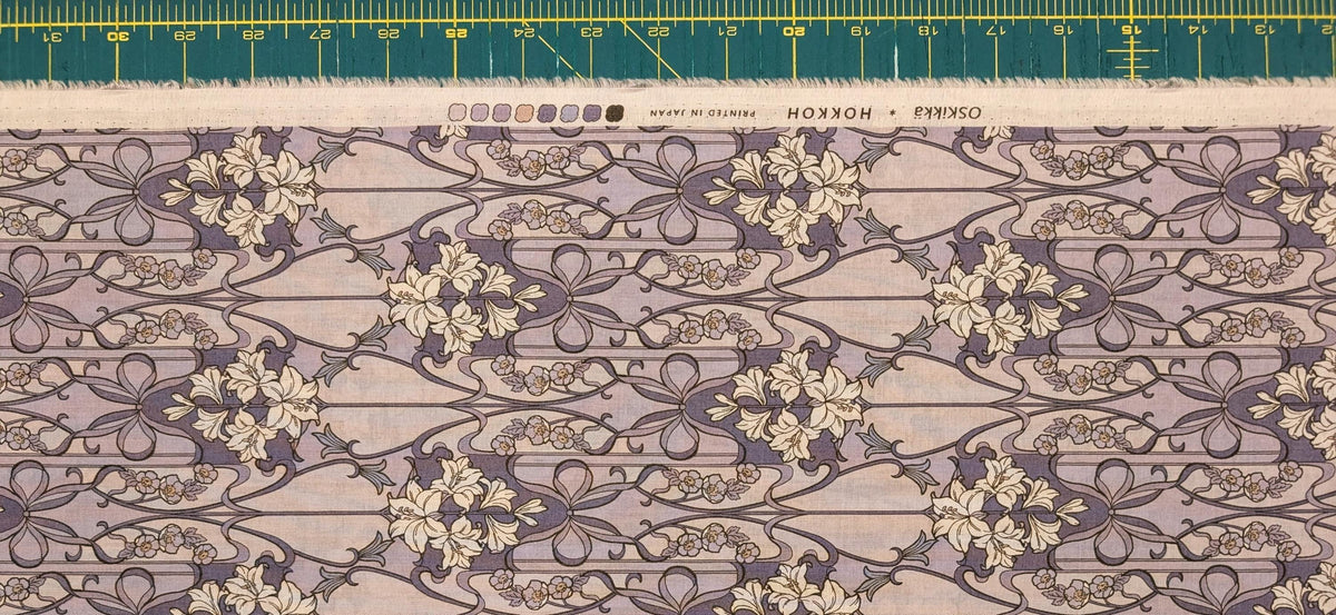 Hokkoh - Nouveau Flower Filigree Cotton Lawn - Purple