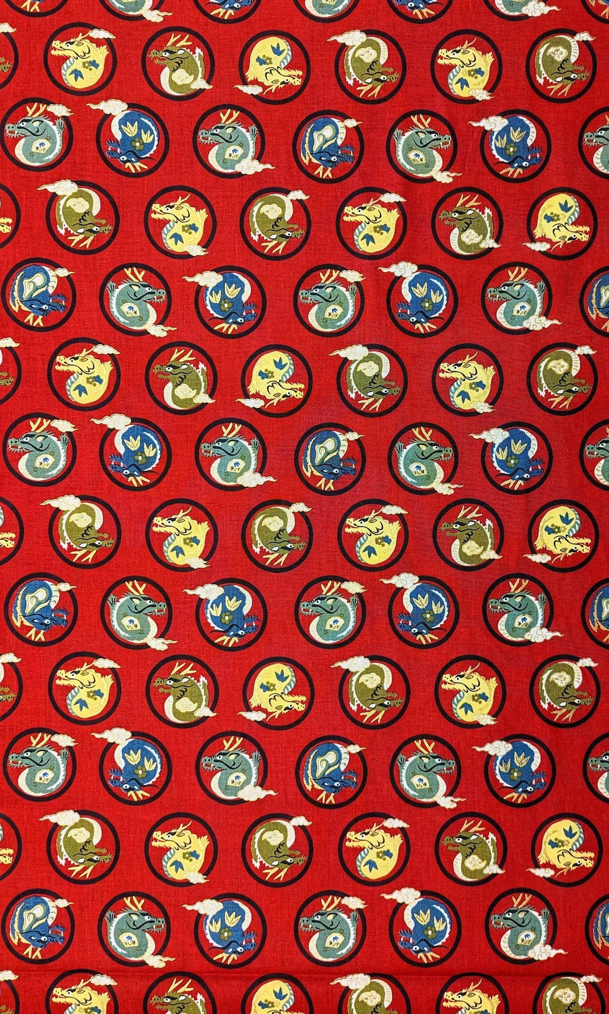 Hokkoh - Little Dragons Cotton Fabric - Red