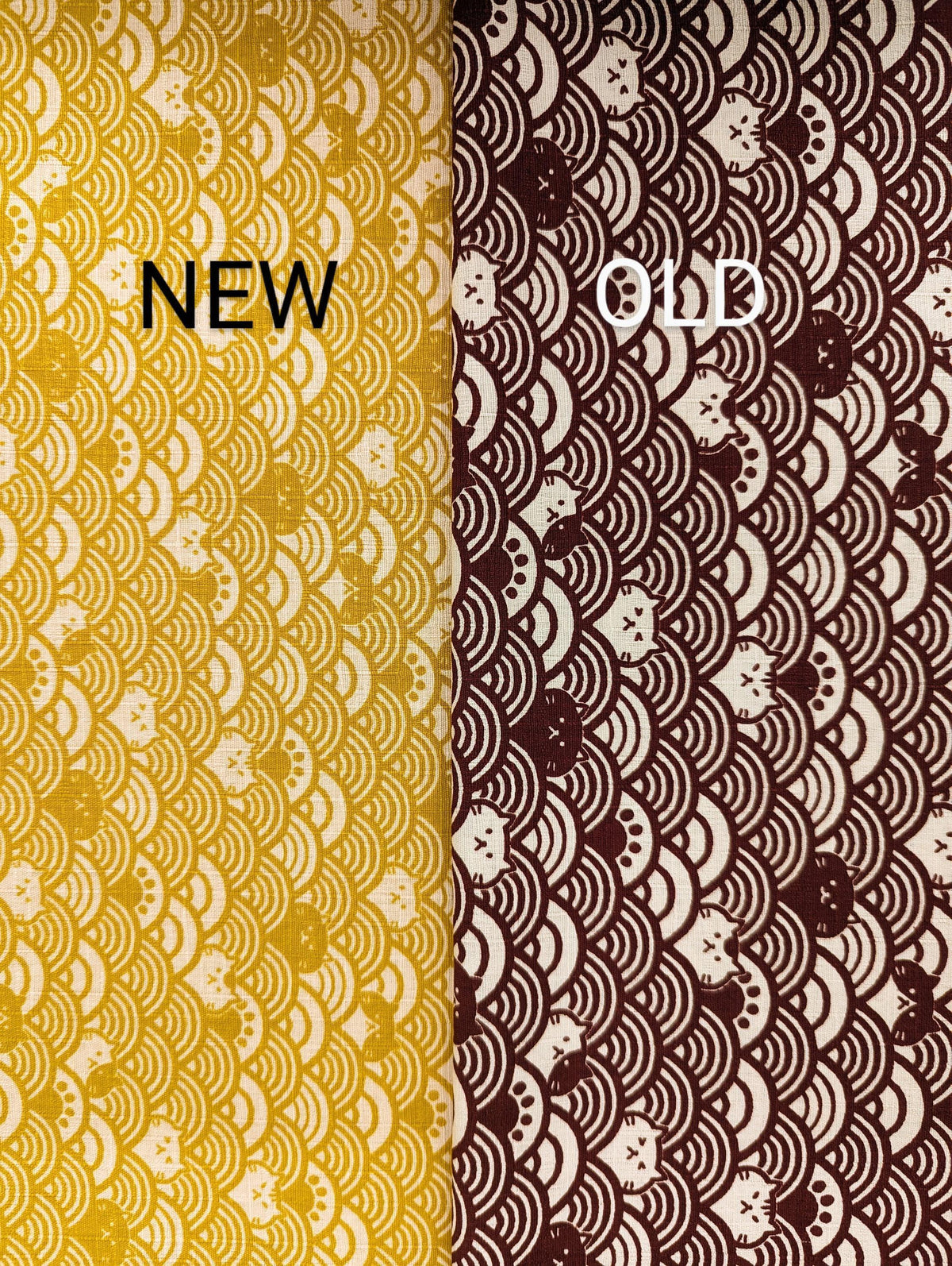 Cosmo - Waves with Cats Cotton Dobby - Yellow