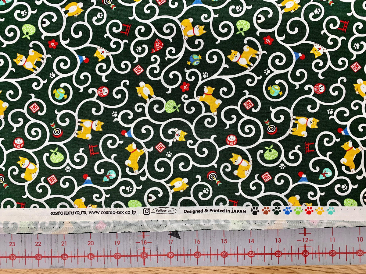 Cosmo - Shiba New Year Cotton - Pine Green