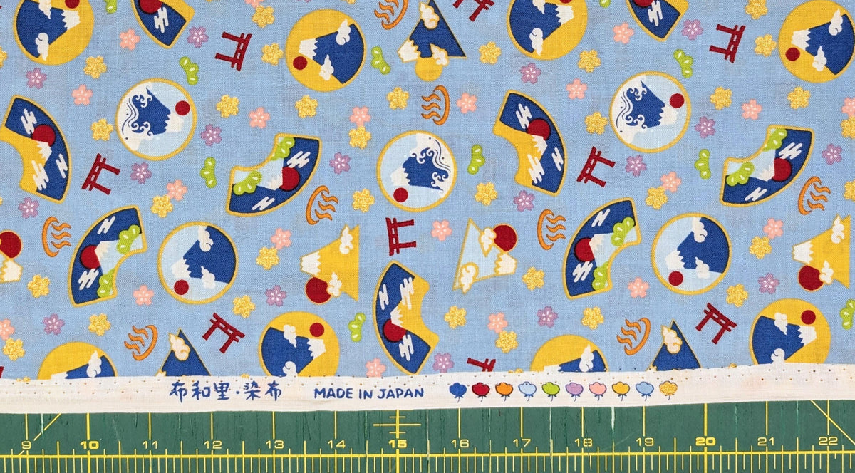 Asano - Mountain Onsen Cotton Fabric - Blue
