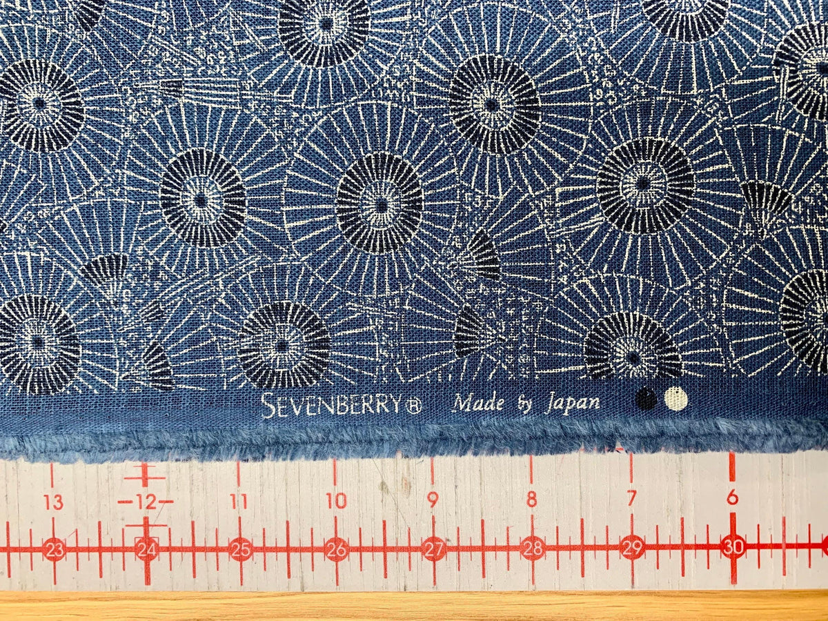 Sevenberry - Vintage Parasols Cotton Fabric - Medium Blue