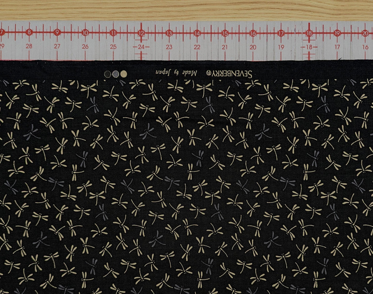 Sevenberry - Dragonflies in Black Cotton Fabric - Black
