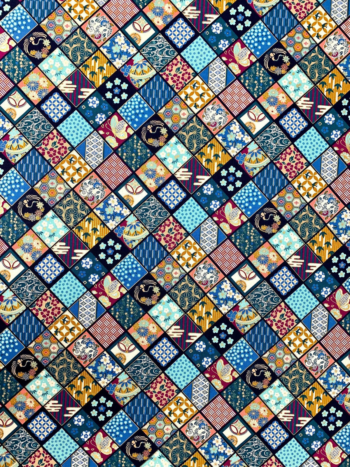 Senyo - Golden Flower Story Cotton Fabric - Indigo Blue